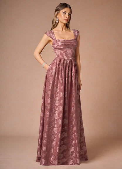 Hazel Vintage Rose Pleated Maxi Dress  Dress
