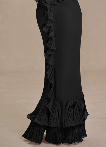 Vionette Black Ruffle Maxi Dress  Dress