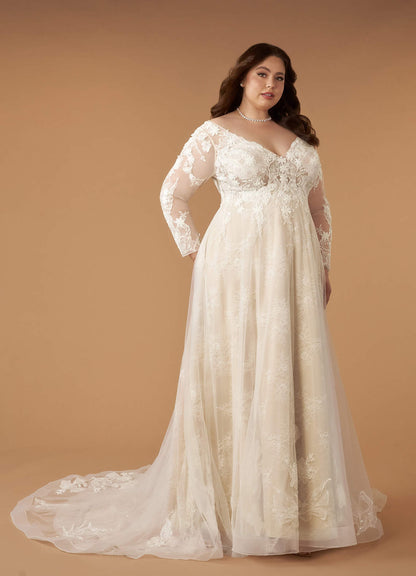 Diamond White Champagne A-Line V-Neck Sequins Tulle Dress