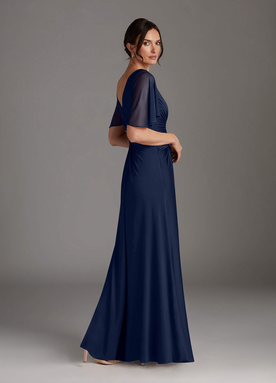 Dark Navy A-Line Pleated Jersey Dress