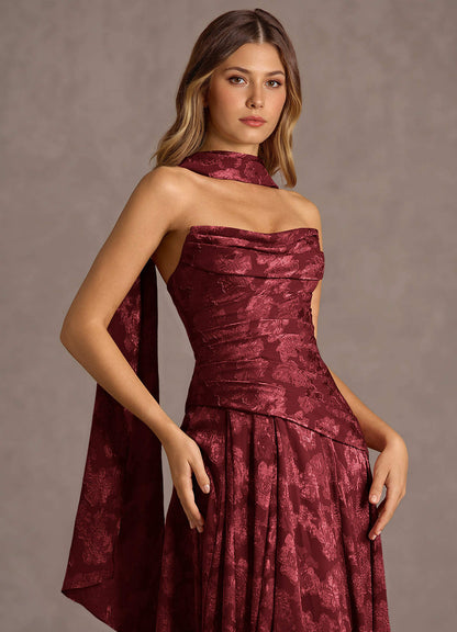 Gabriela Wine Maxi Dress  Dress