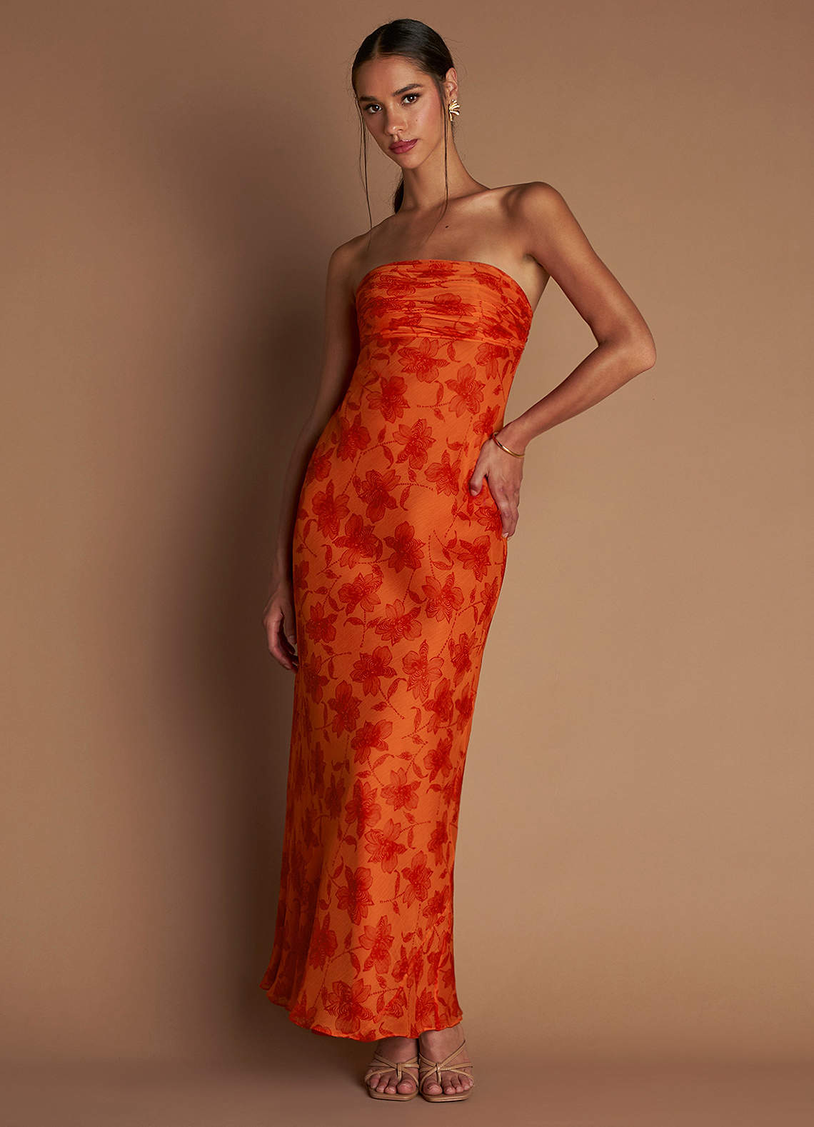 Aisha Tangerine Maxi Dress