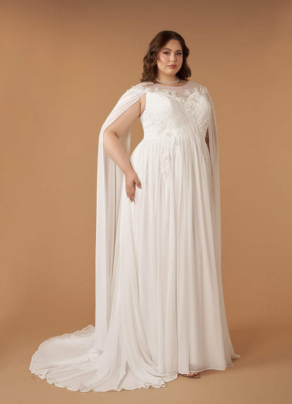 Diamond White A-Line Scoop Chiffon Dress
