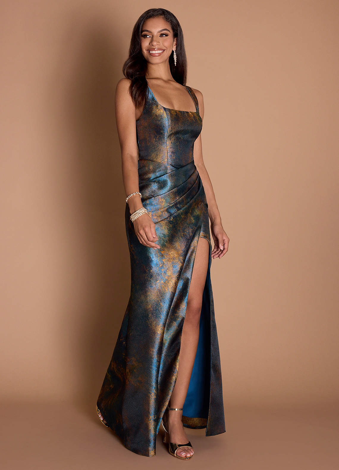 Iliana Teal Bronze Maxi Dress  Dress