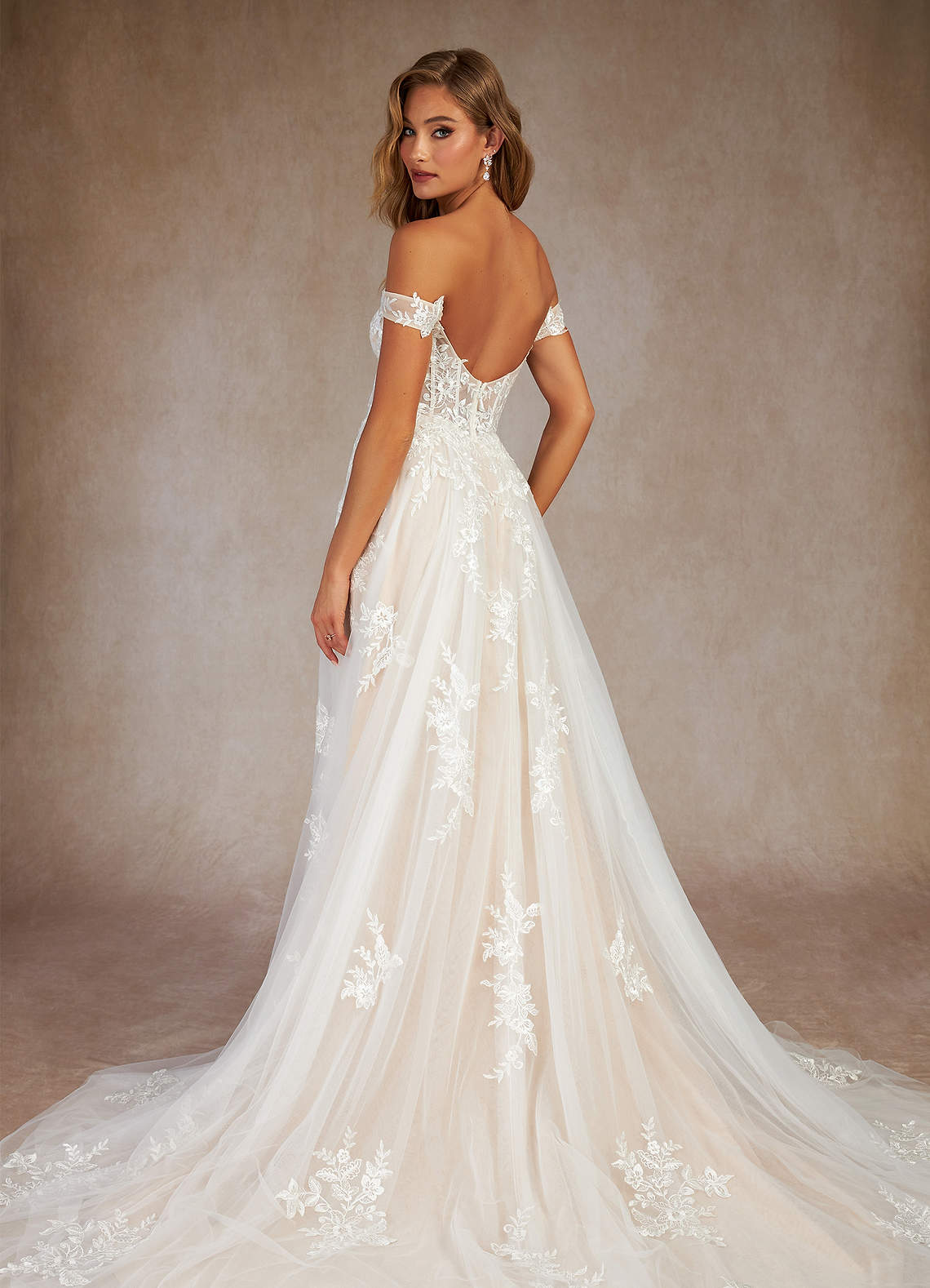 Diamond White Champagne A-Line Sequins Tulle Dress