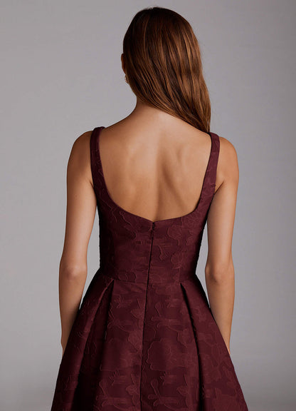 Amalie Wine A-Line Midi Dress