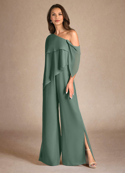 Eucalyptus Jumpsuit/Pantsuit Side Slit Chiffon Dress