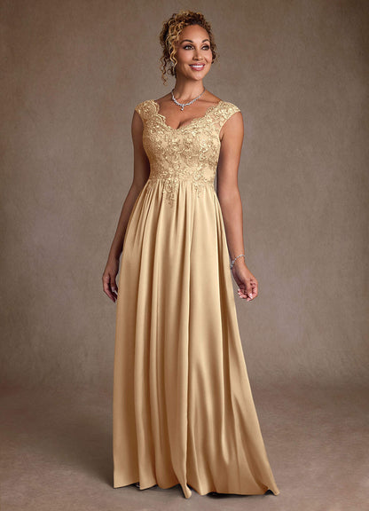 Champagne A-Line Lace Dress