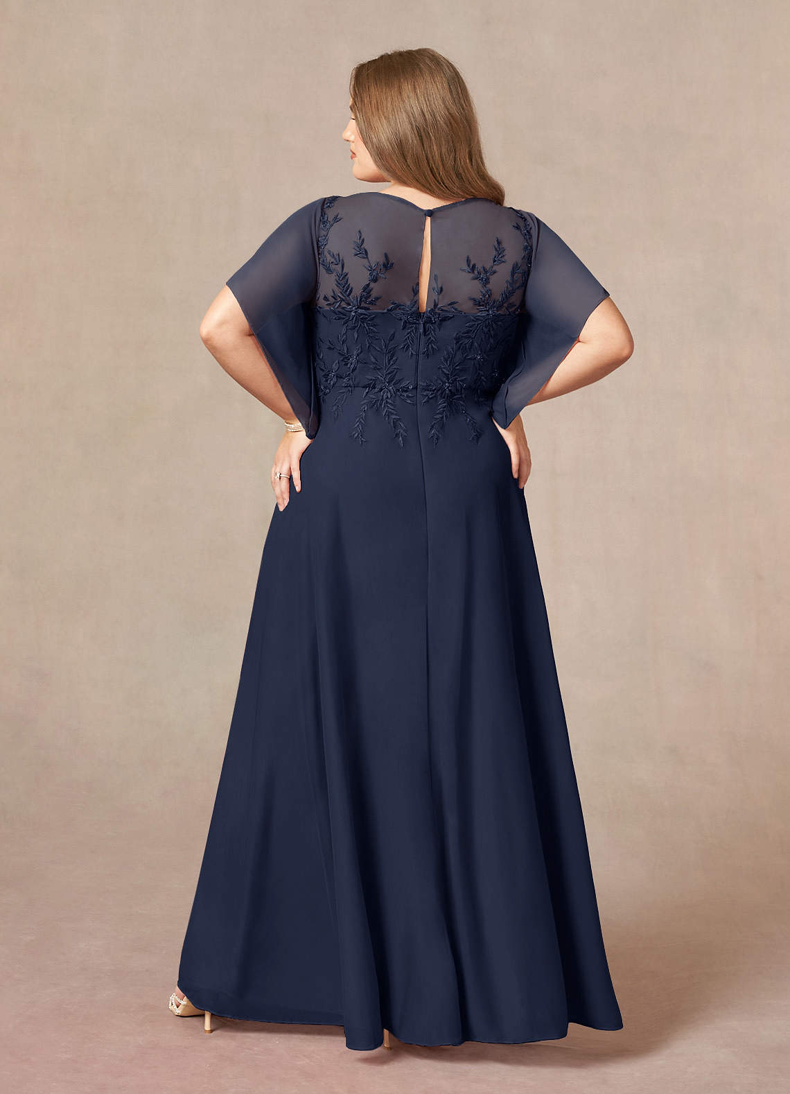 Dark Navy A-Line Sequins Mesh Dress