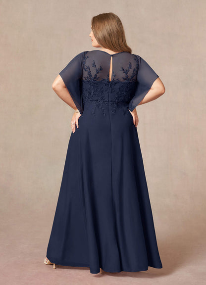 Dark Navy A-Line Sequins Mesh Dress