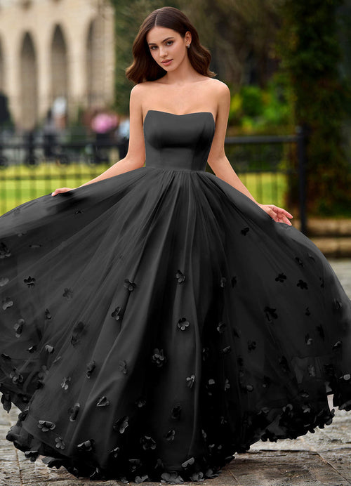 Calliope Black Flower Blossom Prom Dress