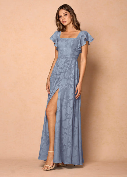 Anna Powder Blue Ruffled Maxi Dress