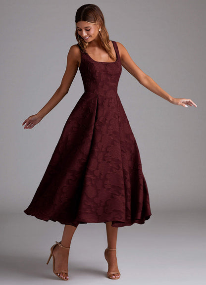 Amalie Wine A-Line Midi Dress