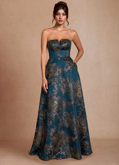 Marlie Teal Floral Maxi Dress