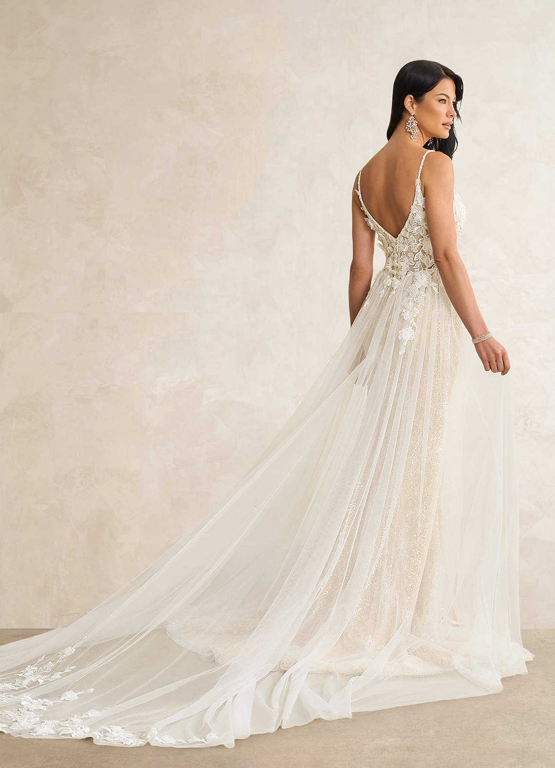 Diamond White Champagne Mermaid Sequins Lace Dress