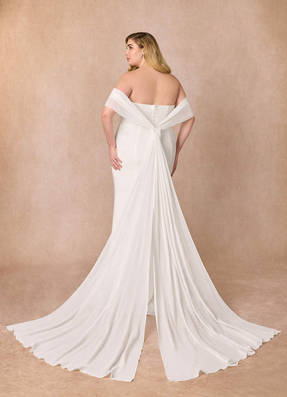 Diamond White Mermaid Off the Shoulder Chiffon Dress