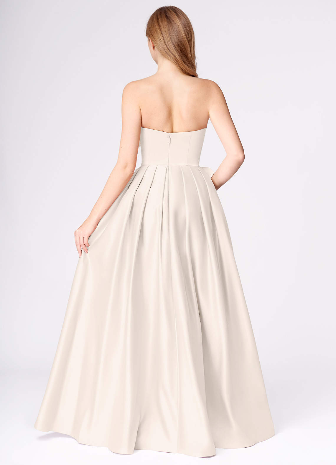 Miebow Cream Strapless Illusion V-Neck Gown  Dress