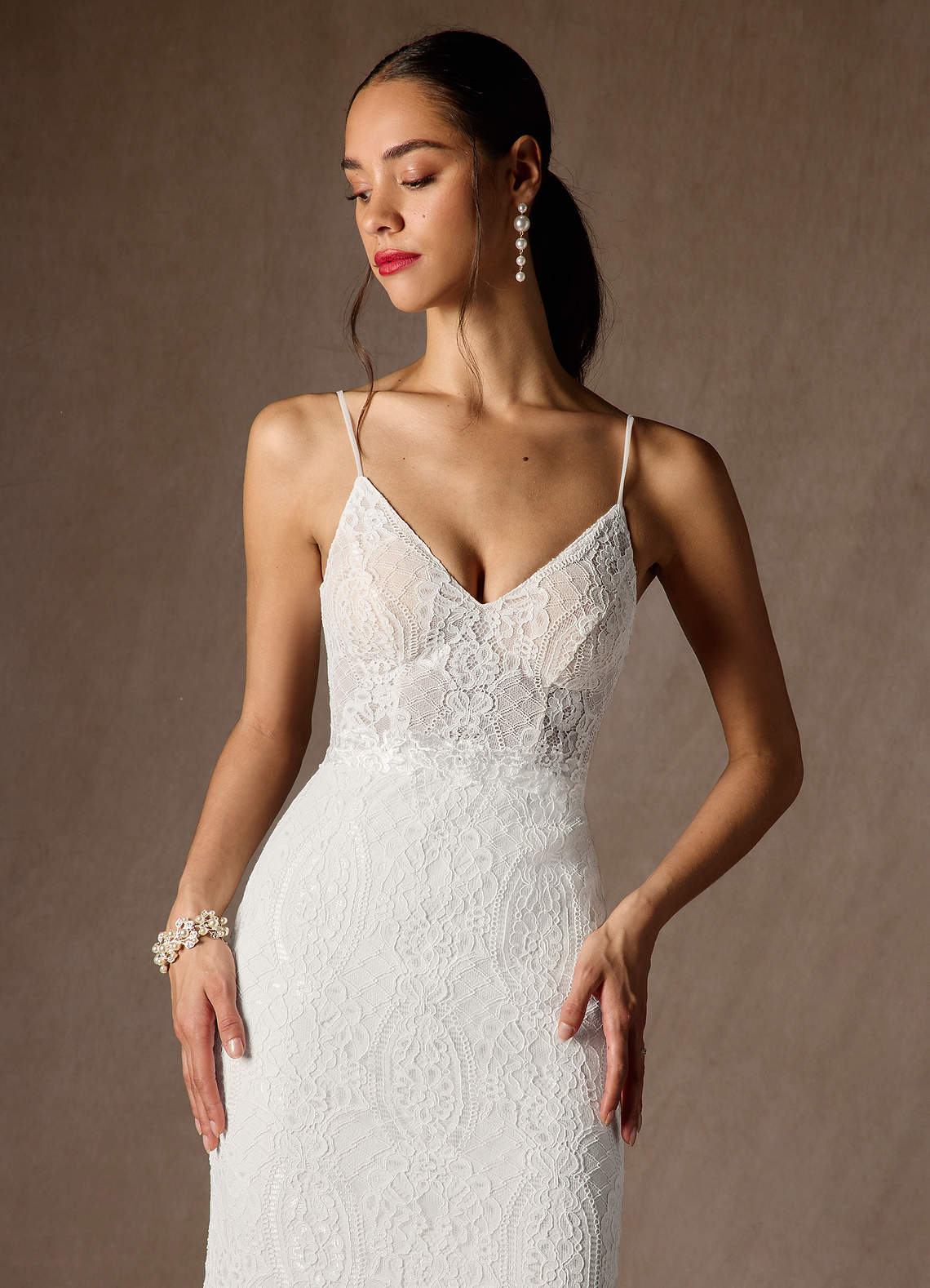 Diamond White Mermaid Lace Dress