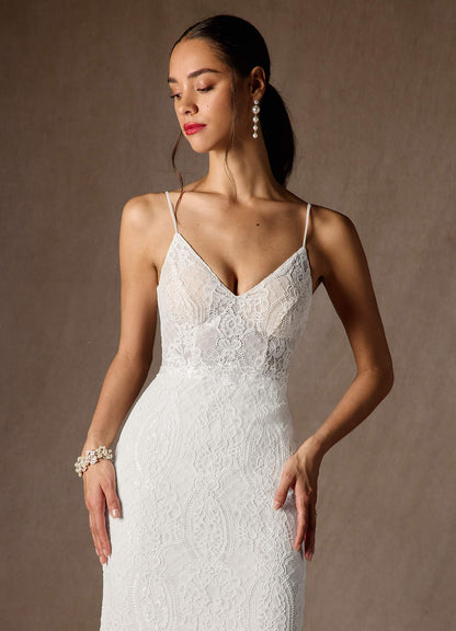 Diamond White Mermaid Lace Dress