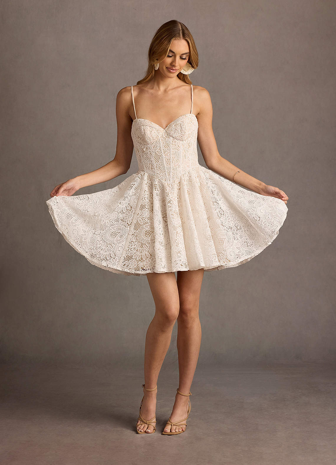Anyssa White Pleated Mini Dress  Dress