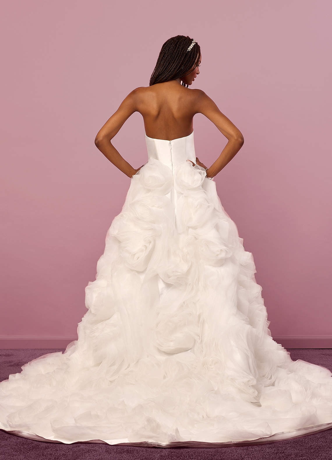 Diamond White Ball-Gown Strapless Organza Dress Diamond White