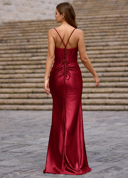 Glow Burgundy Silk-Like Satin Prom Dress  Dress