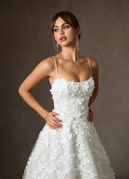 Diamond White Ball-Gown Lace Dress