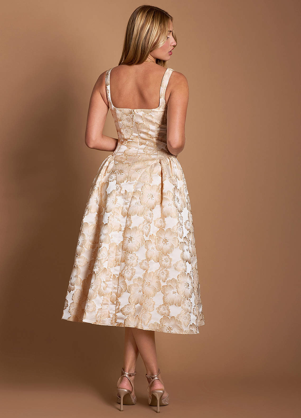 Sylvia Gilded Cream Midi Dress