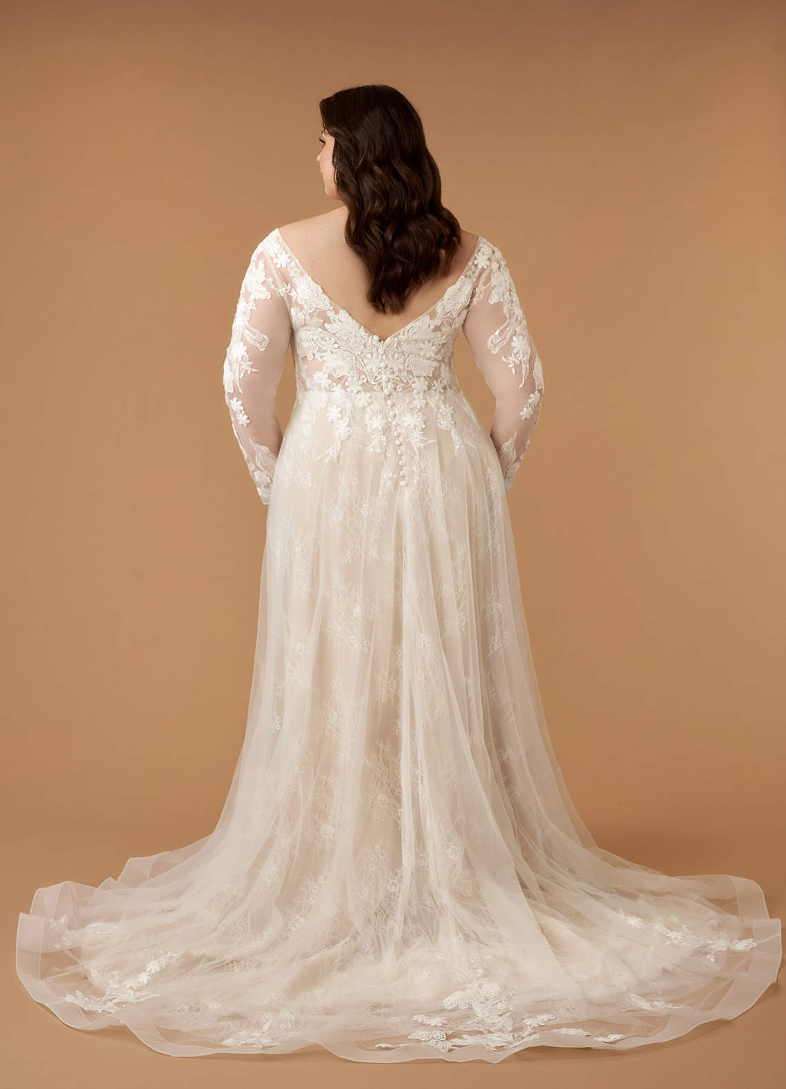 Diamond White Champagne A-Line V-Neck Sequins Tulle Dress