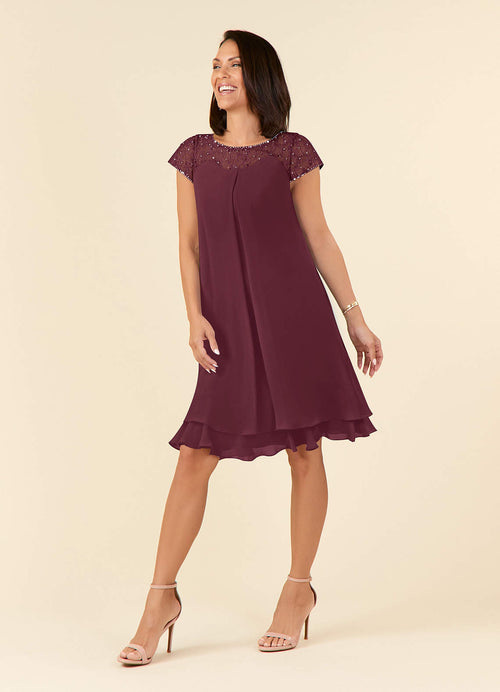 Cabernet Empire Sequins Chiffon Dress