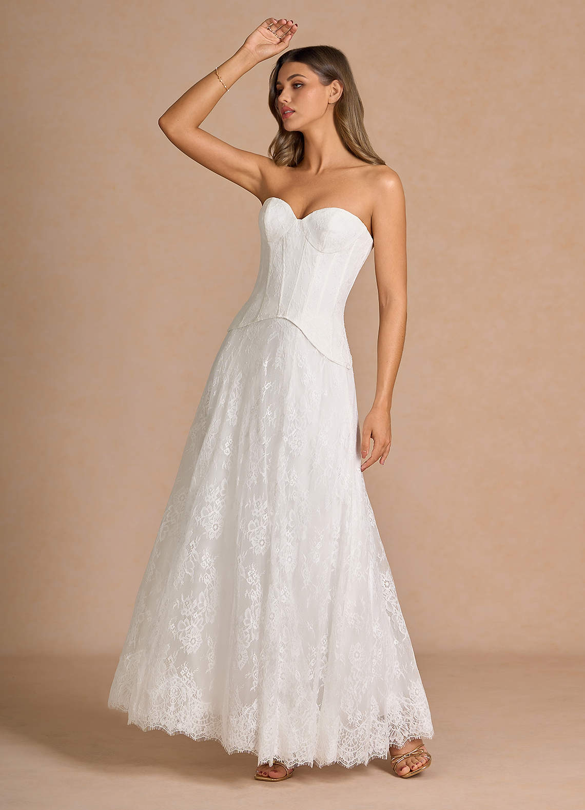 Avelyn White Lace Two-Piece Sets  Dress