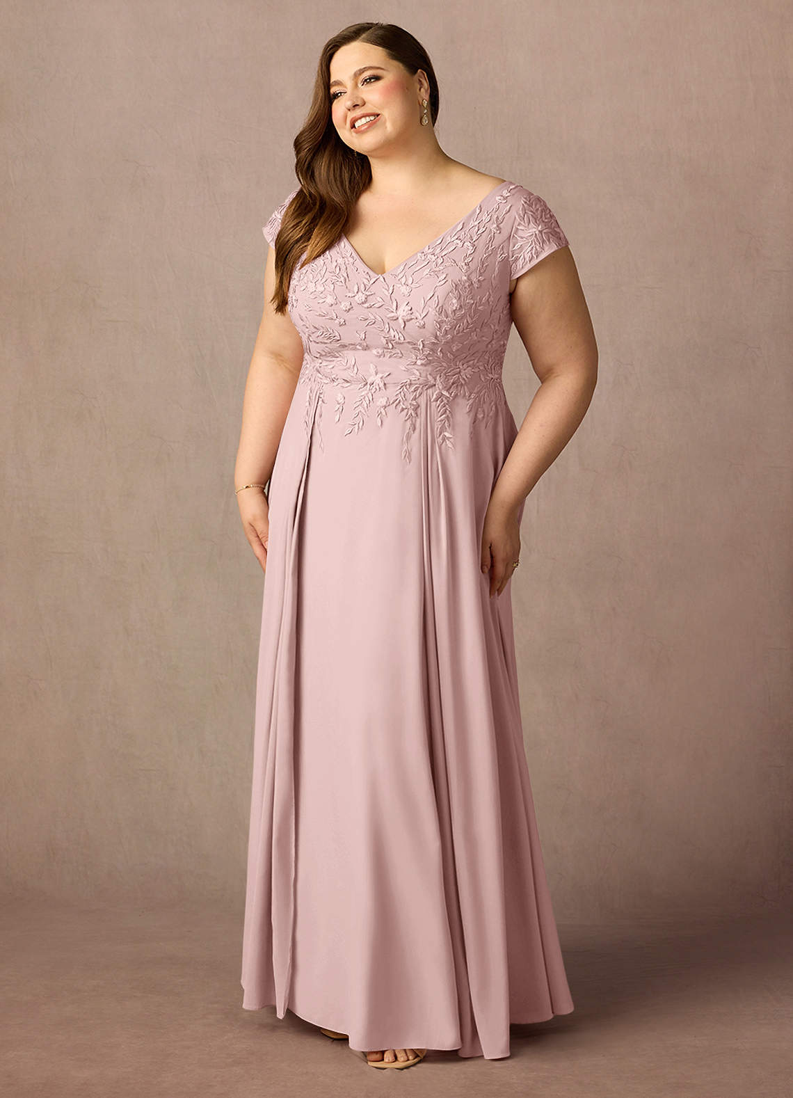 Dusty Rose A-Line Lace Dress