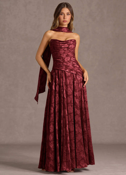 Gabriela Wine Maxi Dress  Dress