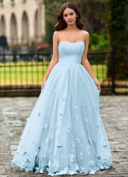 Calliope Sky Blue Flower Blossom Prom Dress