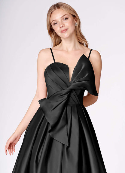 Miebow Black Strapless Illusion V-Neck Gown  Dress