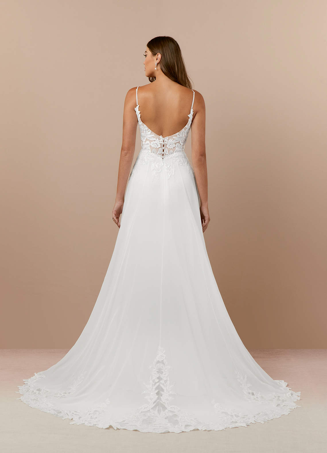 Diamond White A-Line V-Neck Sequins Chiffon Dress