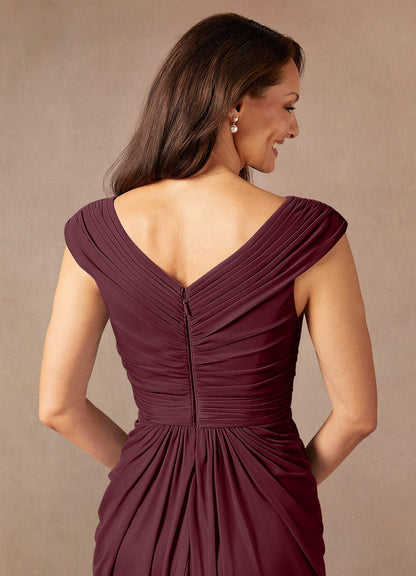 Cabernet Sheath Pleated Mesh Dress