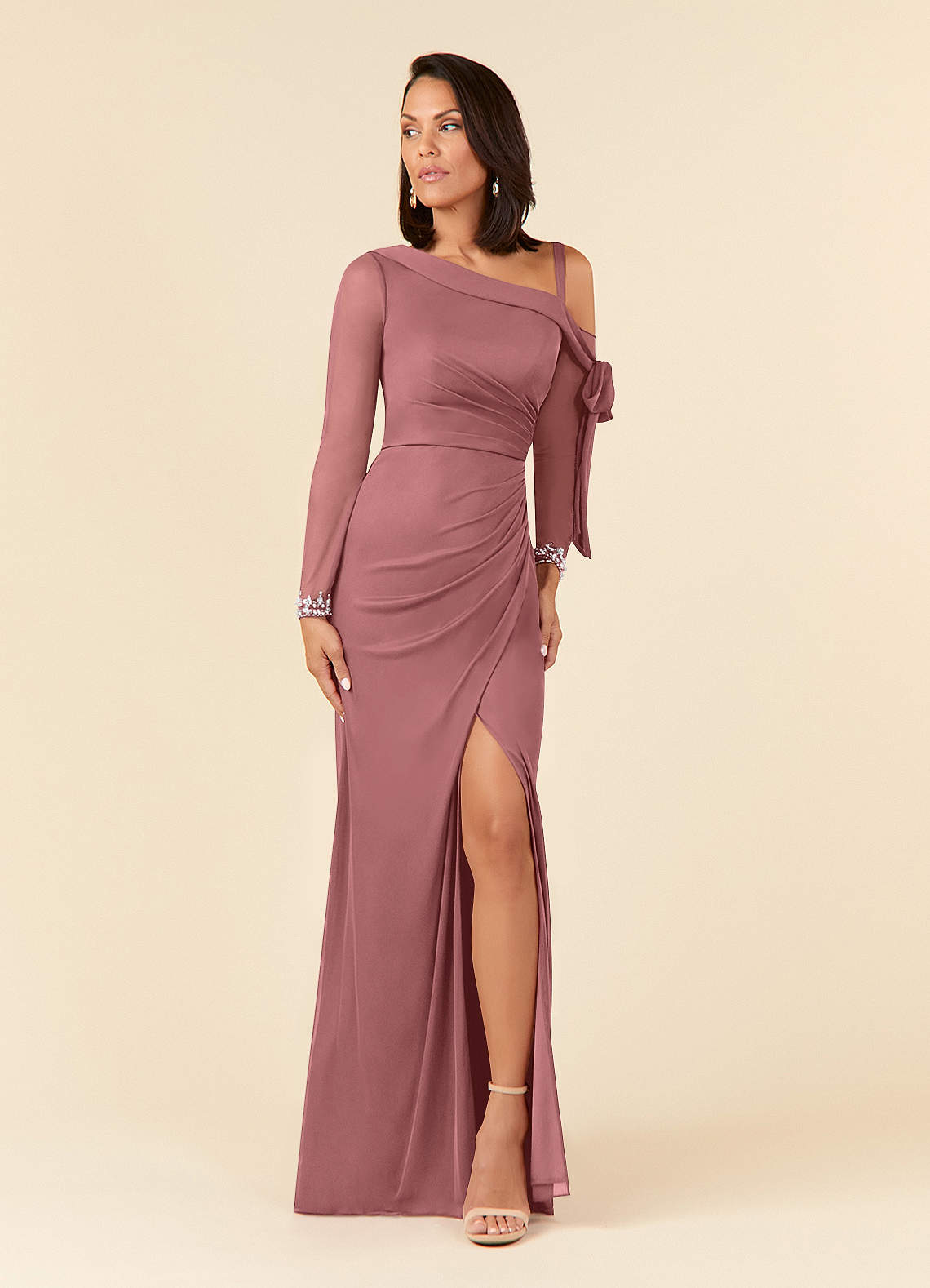 Desert Rose Sheath One Shoulder Mesh Dress