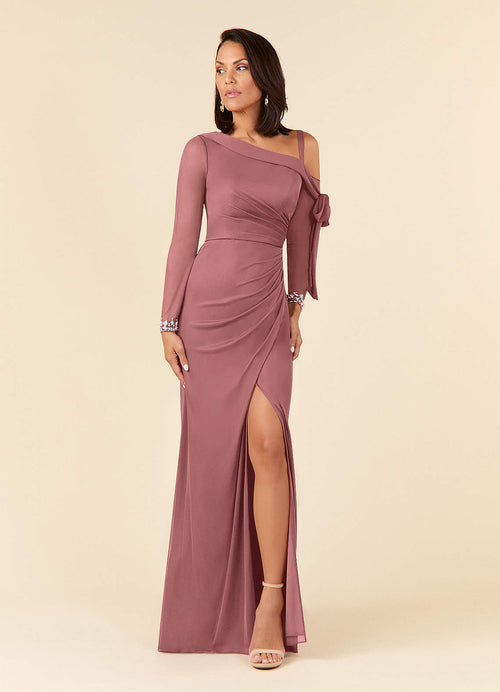 Desert Rose Sheath One Shoulder Mesh Dress