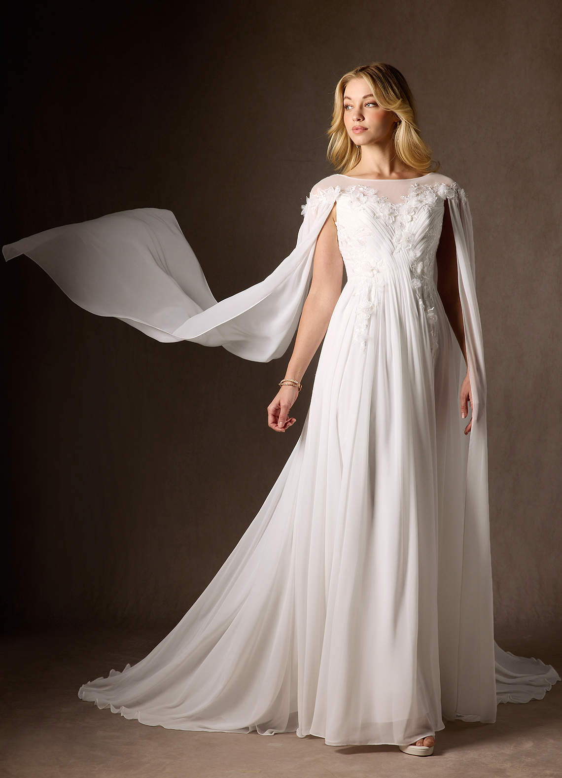 Diamond White A-Line Scoop Chiffon Dress