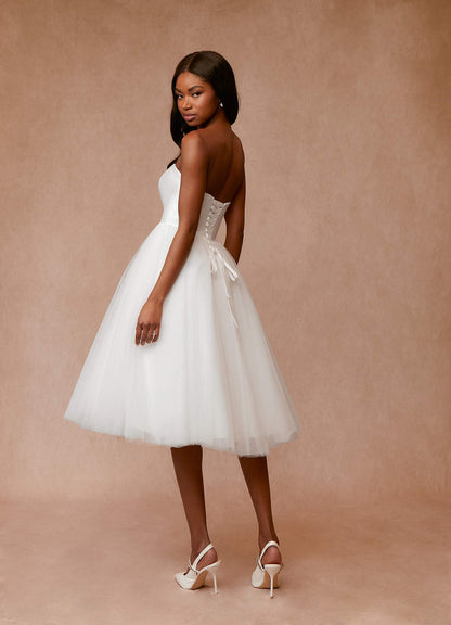 Diamond White A-Line Sweetheart Neckline Tulle Dress