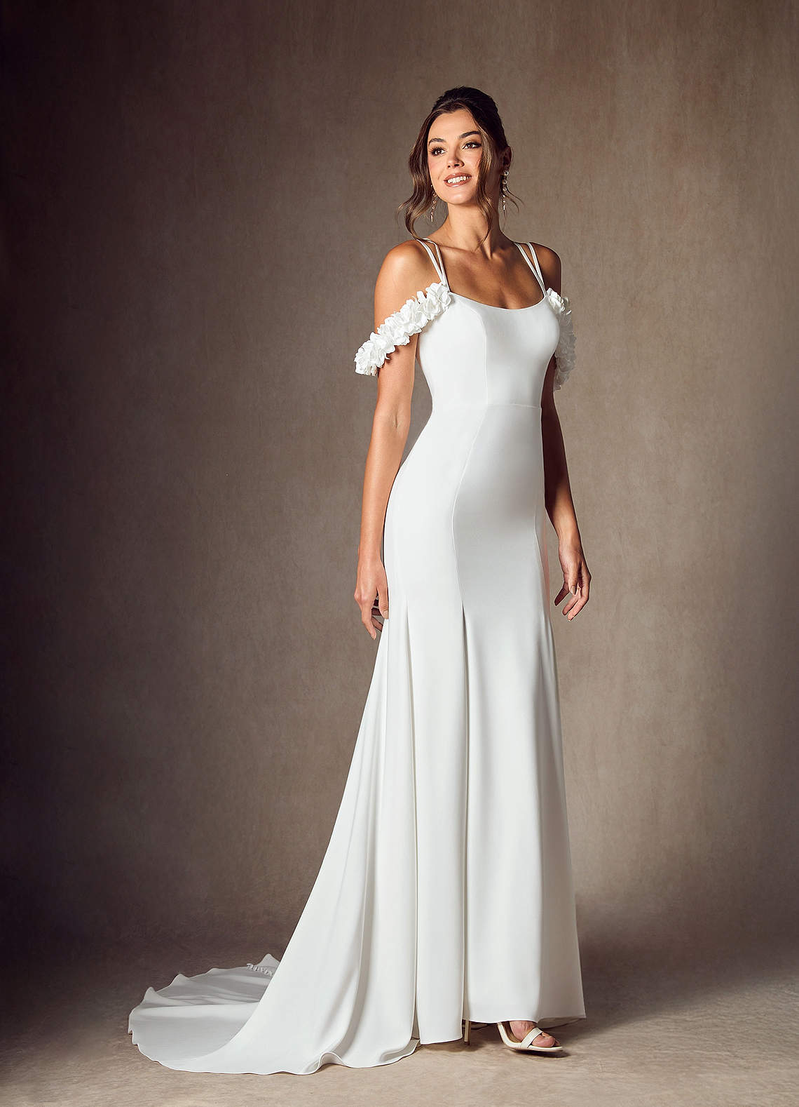 Diamond White Mermaid Convertible Crepe Back Satin Dress