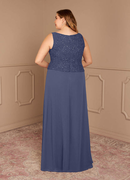 Stormy Sheath Square Neckline Sequins Chiffon Dress