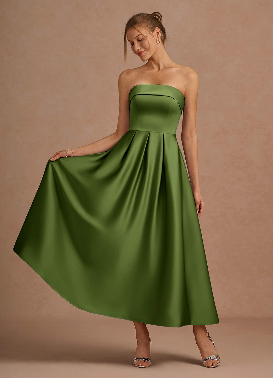 Lucienne Olive Green Midi Dress
