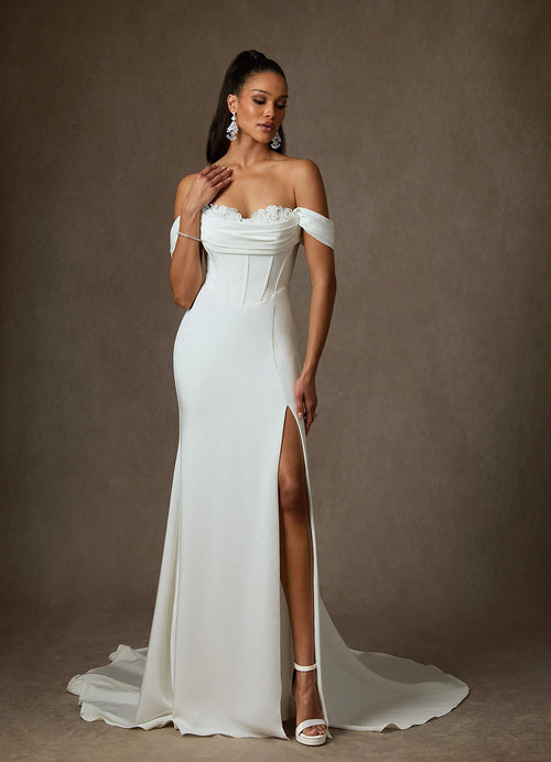 Diamond White Mermaid Sweetheart Neckline Crepe Back Satin Dress
