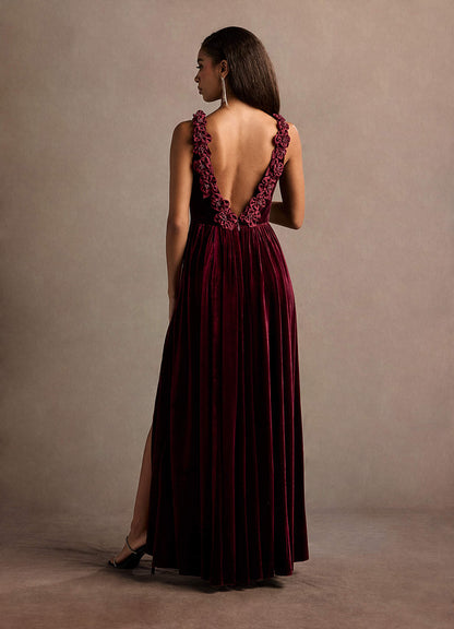 Katniss Wine Rose Gown  Dress