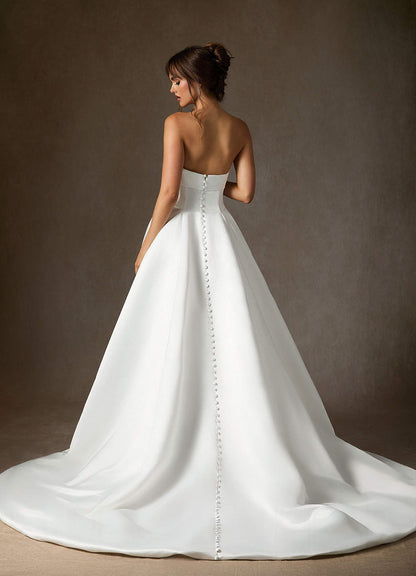 Diamond White A-Line Strapless Satin Dress