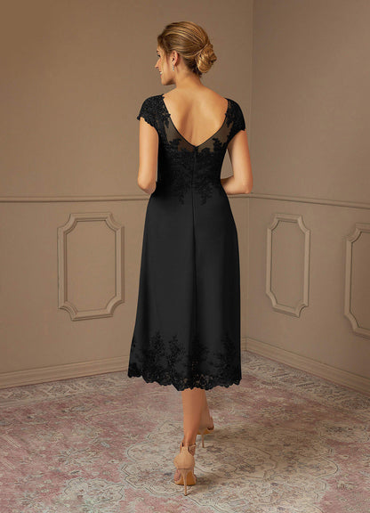 Black A-Line Scoop Lace Dress