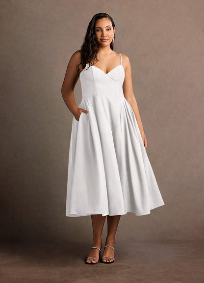 Doris White Strappy Midi Dress  Dress