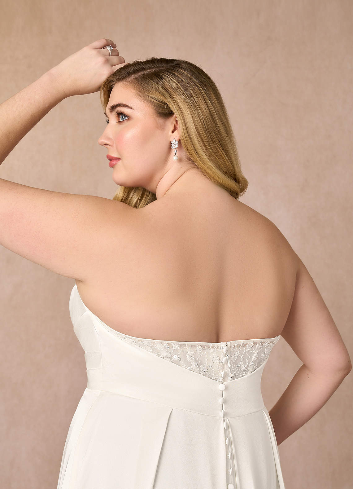 Diamond White A-Line Sequins Crepe Back Satin Dress